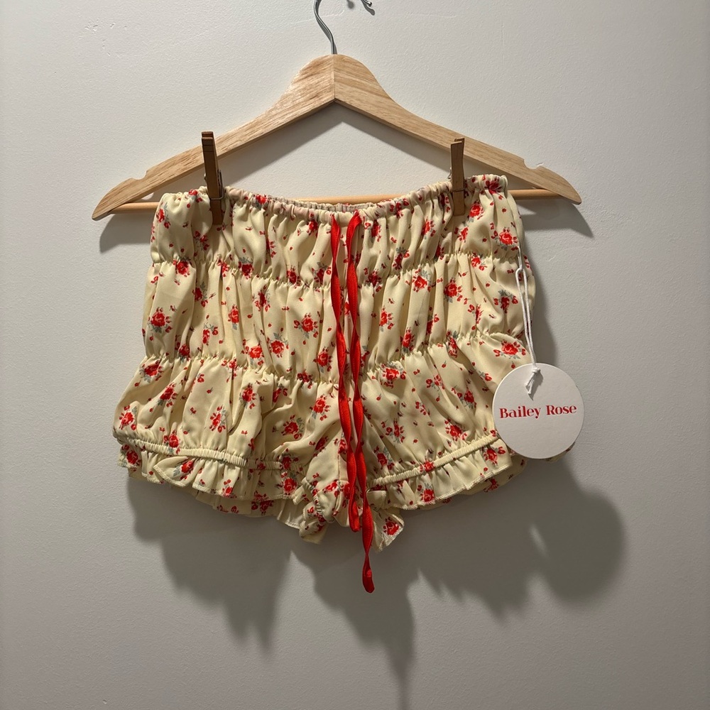 Bailey Rose Cream Floral Drawstring Bloomer Shorts